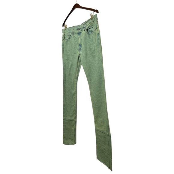 VALELIVES Y2K Stacked Flared Denim Jeans Light Wash Green 32X34 - Picture 5 of 9